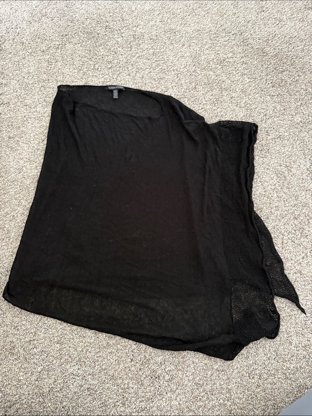 Eileen Fisher Black Sheer Shawl Top OS